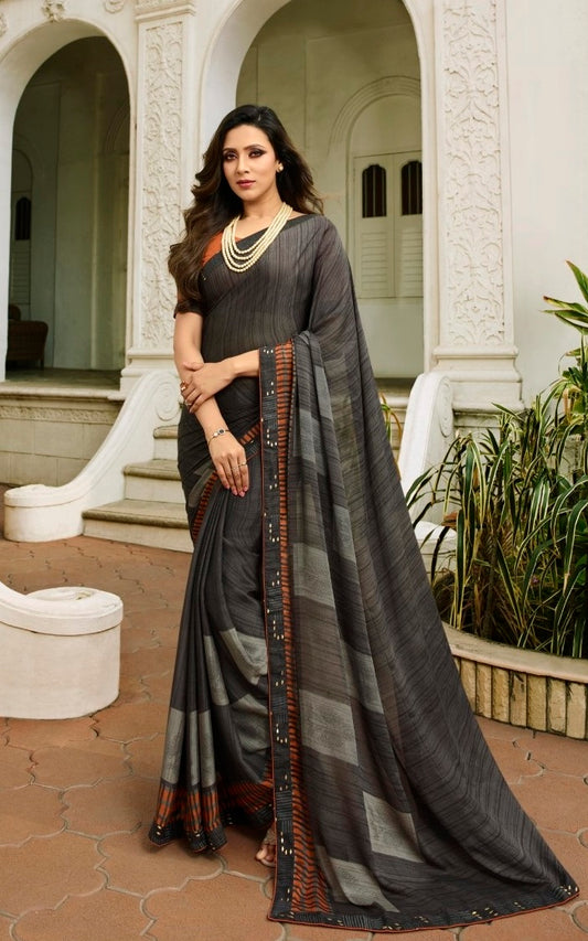 Vsaree Grey Rangoli Silk Printed And Banglori Saree With Heavy Rich Pallu