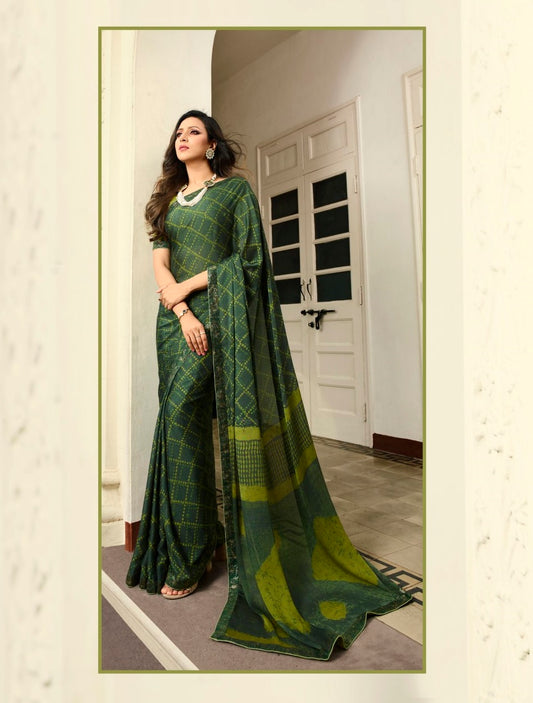 Vsaree Parrot Rangoli Silk Printed And Banglori Saree With Heavy Rich Pallu