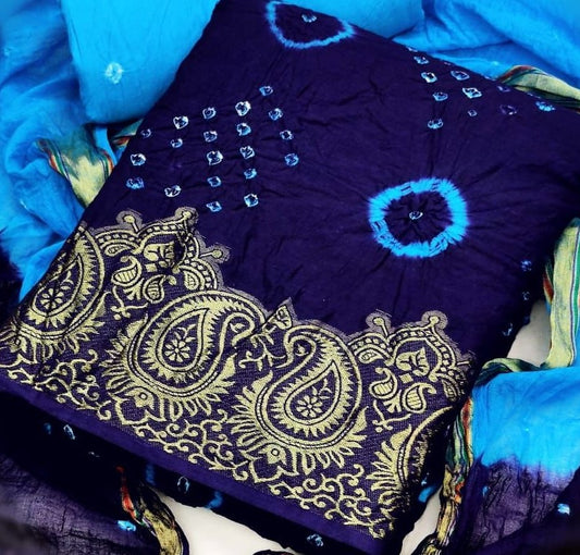 Zooara Blue Color Cotton Function And Wedding Dress Matrials With Bottom And Dupatta