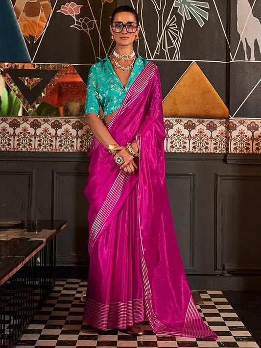 Vsaree Desingner Pink Silk Saree With Heavy Rich Pallu And Blouse