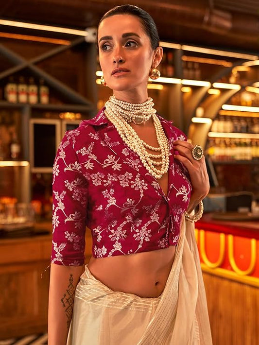 Vsaree Desingner Cream Silk Saree With Heavy Rich Pallu And Blouse