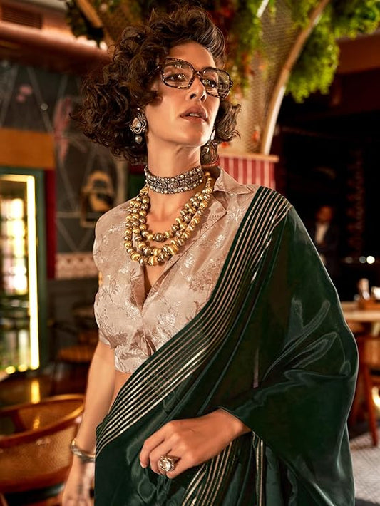 Vsaree Desingner Green Silk Saree With Heavy Rich Pallu And Blouse