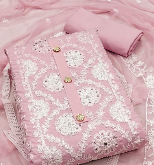 Pink Georgette Dress Function And Wedding Wear Semi Stitched Matrials For Women