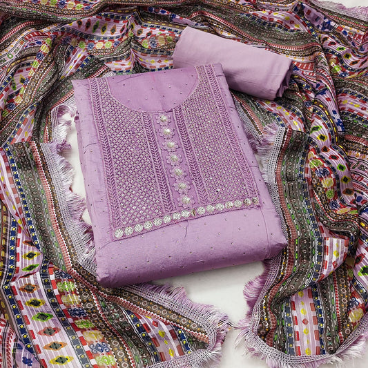 Purple Faux Georgette Dress Wedding Wear Diamond Work Semi Stitched Matrials For Women