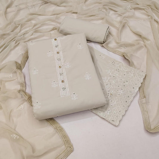 Grey Georgette Dress Function And Wedding Wear Semi Stitched Matrials For Women