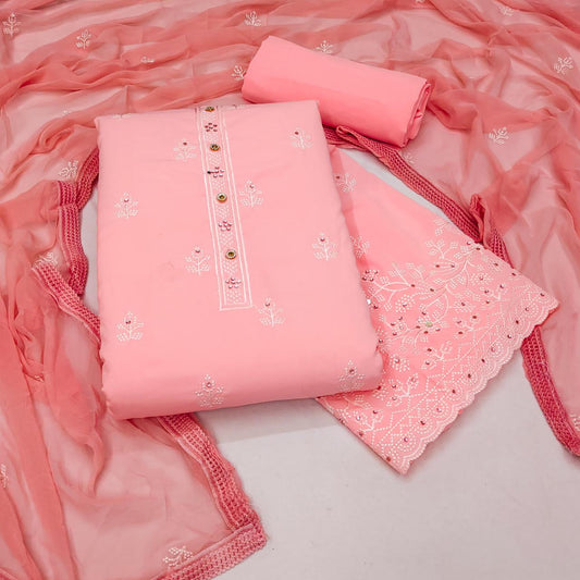 Peach Georgette Dress Function And Wedding Wear Semi Stitched Matrials For Women