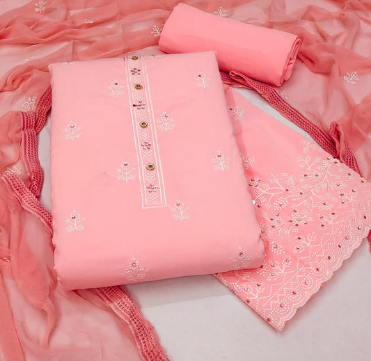 Peach Georgette Dress Function And Wedding Wear Semi Stitched Matrials For Women