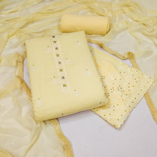 Yellow Georgette Dress Function And Wedding Wear Semi Stitched Matrials For Women