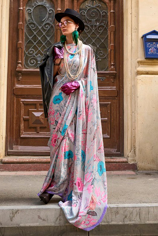 Vsaree Off White Banarasi Silk Designer Saree With Banarasi Border And Blouse