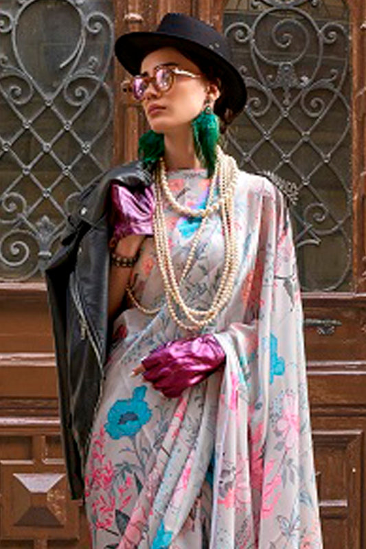 Vsaree Off White Banarasi Silk Designer Saree With Banarasi Border And Blouse