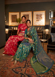 Designer Zari Weaving Floral Design Wedding Wear Banarasi  Silk Saree With Heavy Blouse