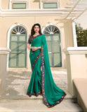 Vsaree Firozi Satin Banglori Printed And Designer Border Saree With Banglori Blouse For Women