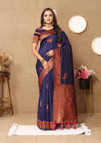 Vsaree Blue Soft Silk Saree With Heavy Rich Pallu And Zari Weaving Work With Blouse