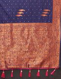 Vsaree Blue Soft Silk Saree With Heavy Rich Pallu And Zari Weaving Work With Blouse