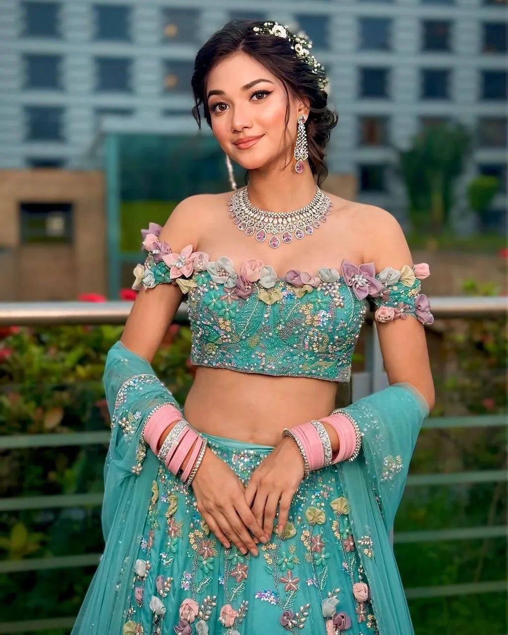 4 meter flared Fox Georgette Sequins Embroidered Work Lehenga, Exceptional Quality with Can-Can and Canvas Layers, A Perfect Fusion of Glamour and Comfort