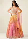 دمية نسائية حريرية مطبوعة بأعمال المصمم المطرزة LEHENGA CHOLI 