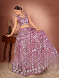 ملابس نسائية من LAVENDER PREMIUM NET SEQUANCE وMulti Thread مناسبة للعمل، ملابس LEHENGA CHOLI 