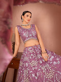 ملابس نسائية من LAVENDER PREMIUM NET SEQUANCE وMulti Thread مناسبة للعمل، ملابس LEHENGA CHOLI 