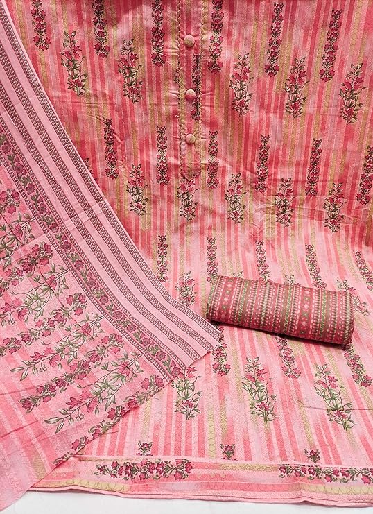 Zooara Pink Color Cotton Function And Wedding Dress Matrials With Bottom And Dupatta