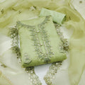 Zooara Green Color Organza Function And Wedding Dress Matrials With Bottom And Dupatta