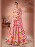 WOMEN'S PINK GEORGETTE PREMIUM SEQUANCE AND MULTI THREAD WORK OCCASION WEAR LEHENGA CHOLI