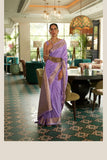 Designer Wedding Wear Traditional  Flower Golden Zari Weaving Border Saree With Zari Weaving Butti Design Blouse