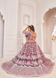 فراشة بصلية وردية نسائية شبكية مطرزة بخيط مهرجانات العمل LEHENGA CHOLI 