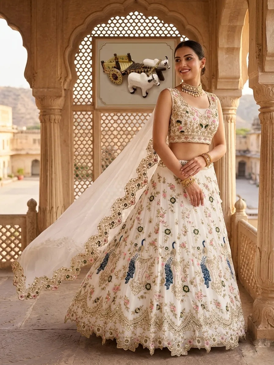 BD Launching the 3.5 Meter Flare Fox Georgette Lehenga Adorned with Sequins Embroidery, Cancan and Canvas Patta
