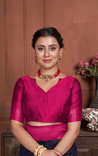 Vsaree Navy Blue Kanjivaram Silk Saree With Designer Zari Weaving Border And Blouse