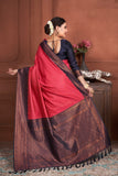 Vsaree Red Kanjivaram Silk Saree With Designer Zari Weaving Border And Blouse