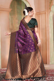 Vsaree Purple Kanjivaram Silk Saree With Designer Zari Weaving Border And Blouse