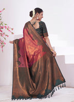 Vsaree Maroon Kanjivaram Silk Saree With Designer Zari Weaving Border And Blouse