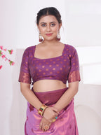 Vsaree Purple Kanjivaram Silk Saree With Designer Zari Weaving Border And Blouse