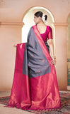 Vsaree Blue Kanjivaram Silk Saree With Designer Zari Weaving Border And Blouse