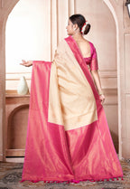 Vsaree Pink Kanjivaram Silk Saree With Designer Zari Weaving Border And Blouse