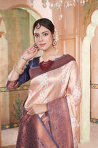 Vsaree Off White Kanjivaram Silk Saree With Designer Zari Weaving Border And Blouse