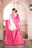 Vsaree Baby Pink Faux Kanjivaram Silk Saree With Designer Zari Weaving Border And Blouse