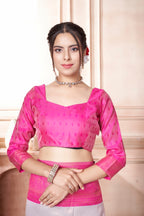 Vsaree Baby Pink Faux Kanjivaram Silk Saree With Designer Zari Weaving Border And Blouse