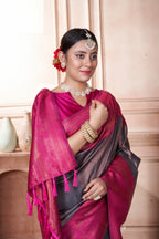Vsaree Lavender Faux Kanjivaram Silk Saree With Designer Zari Weaving Border And Blouse
