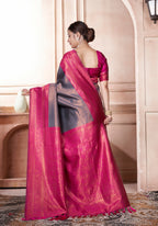 Vsaree Lavender Faux Kanjivaram Silk Saree With Designer Zari Weaving Border And Blouse