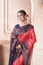 Vsaree Light Blue Faux Kanjivaram Silk Saree With Designer Zari Weaving Border And Blouse