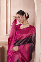 Vsaree Pink Faux Kanjivaram Silk Saree With Designer Zari Weaving Border And Blouse
