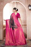 Vsaree Pink Faux Kanjivaram Silk Saree With Designer Zari Weaving Border And Blouse