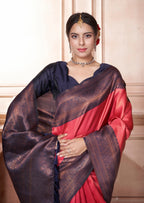 Vsaree Wine Faux Kanjivaram Silk Saree With Designer Zari Weaving Border And Blouse
