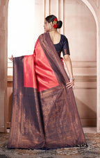 Vsaree Wine Faux Kanjivaram Silk Saree With Designer Zari Weaving Border And Blouse