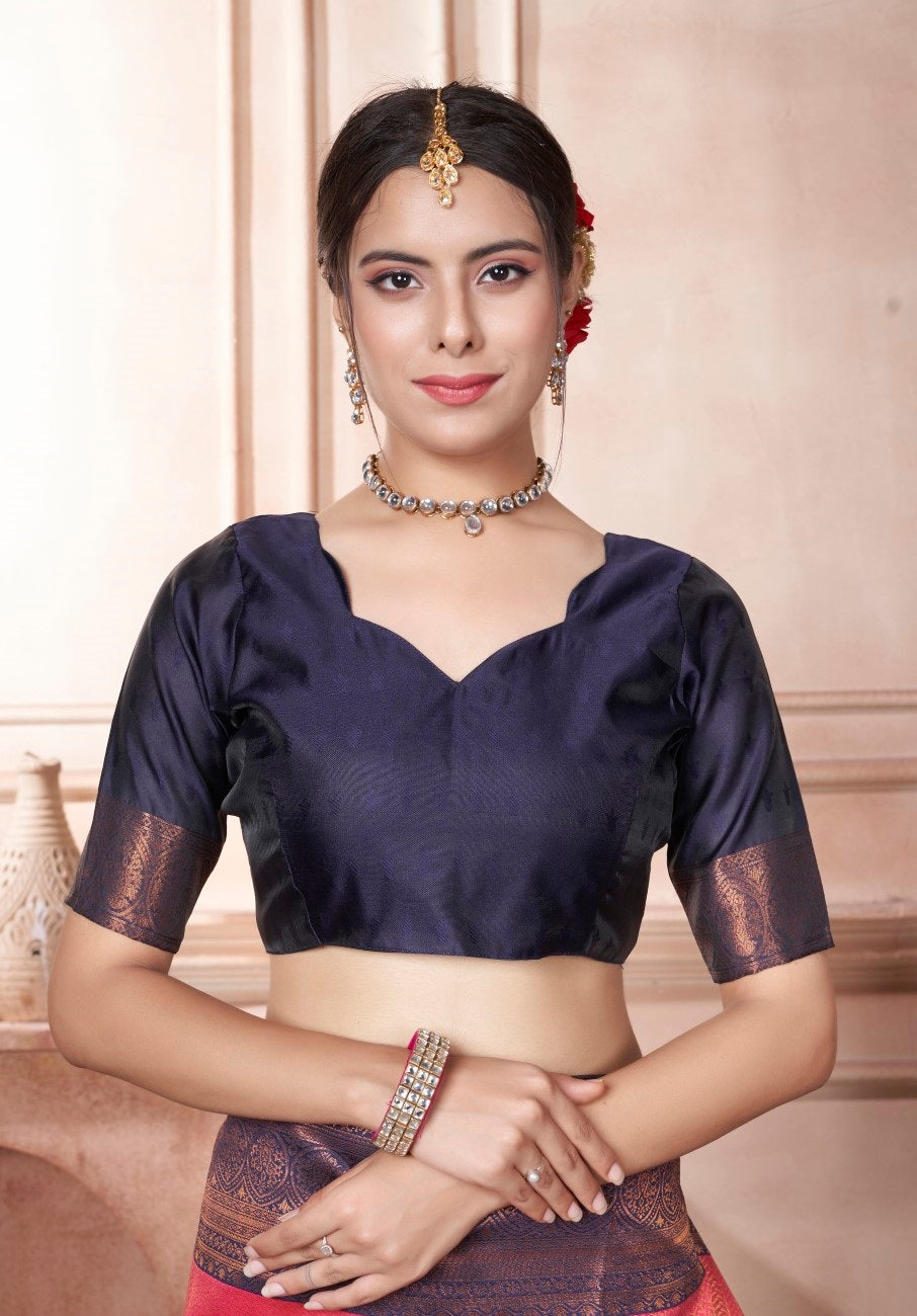 Vsaree Wine Faux Kanjivaram Silk Saree With Designer Zari Weaving Border And Blouse