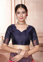 Vsaree Wine Faux Kanjivaram Silk Saree With Designer Zari Weaving Border And Blouse