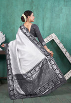 Vsaree Black Faux Kanjivaram Silk Saree With Designer Zari Weaving Border And Blouse