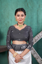 Vsaree Black Faux Kanjivaram Silk Saree With Designer Zari Weaving Border And Blouse