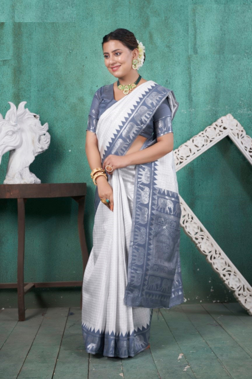 Vsaree Blue Faux Kanjivaram Silk Saree With Designer Zari Weaving Border And Blouse